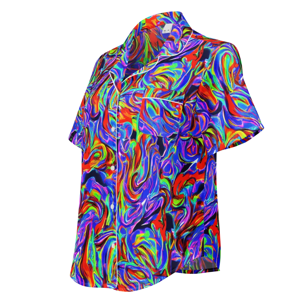 Electric Riviera on Women's Short Sleeve Pajama Top — Left Front