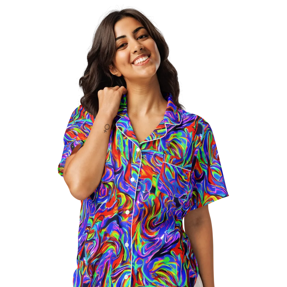 Electric Riviera on Women's Short Sleeve Pajama Top — Front