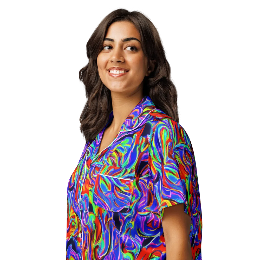 Electric Riviera on Women's Short Sleeve Pajama Top — Left Front