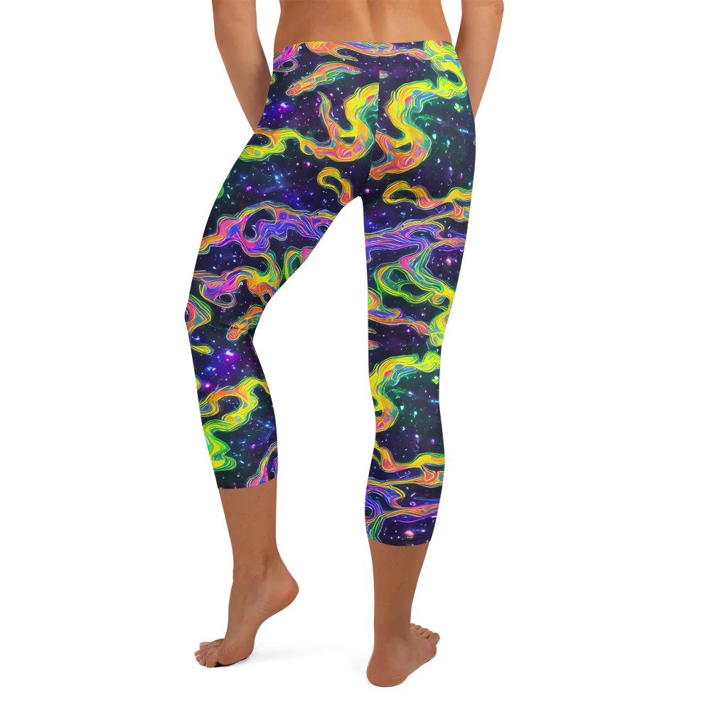 Neon Star Current on Capri Leggings — Back
