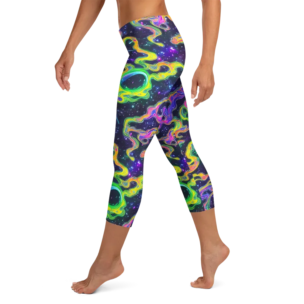 Neon Star Current on Capri Leggings — Left