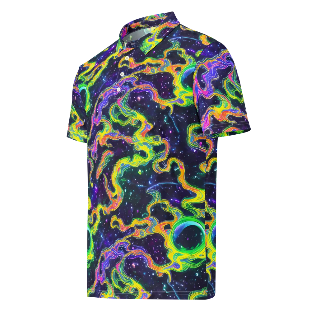Neon Star Current on Men's Slim Fit Polo Shirt — Left Front