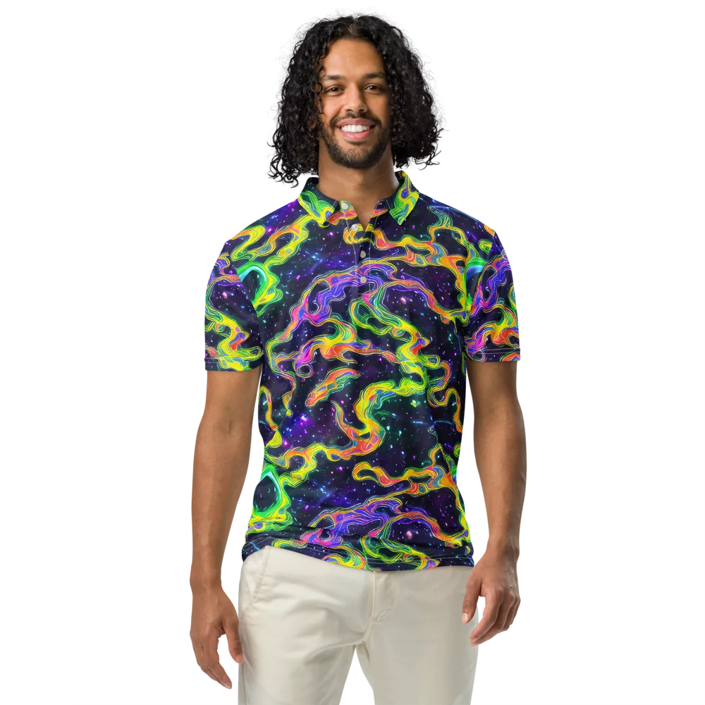Neon Star Current on Men's Slim Fit Polo Shirt — Front