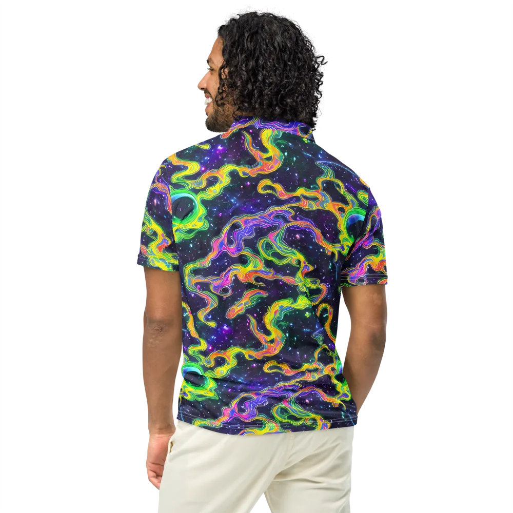 Neon Star Current on Men's Slim Fit Polo Shirt — Back