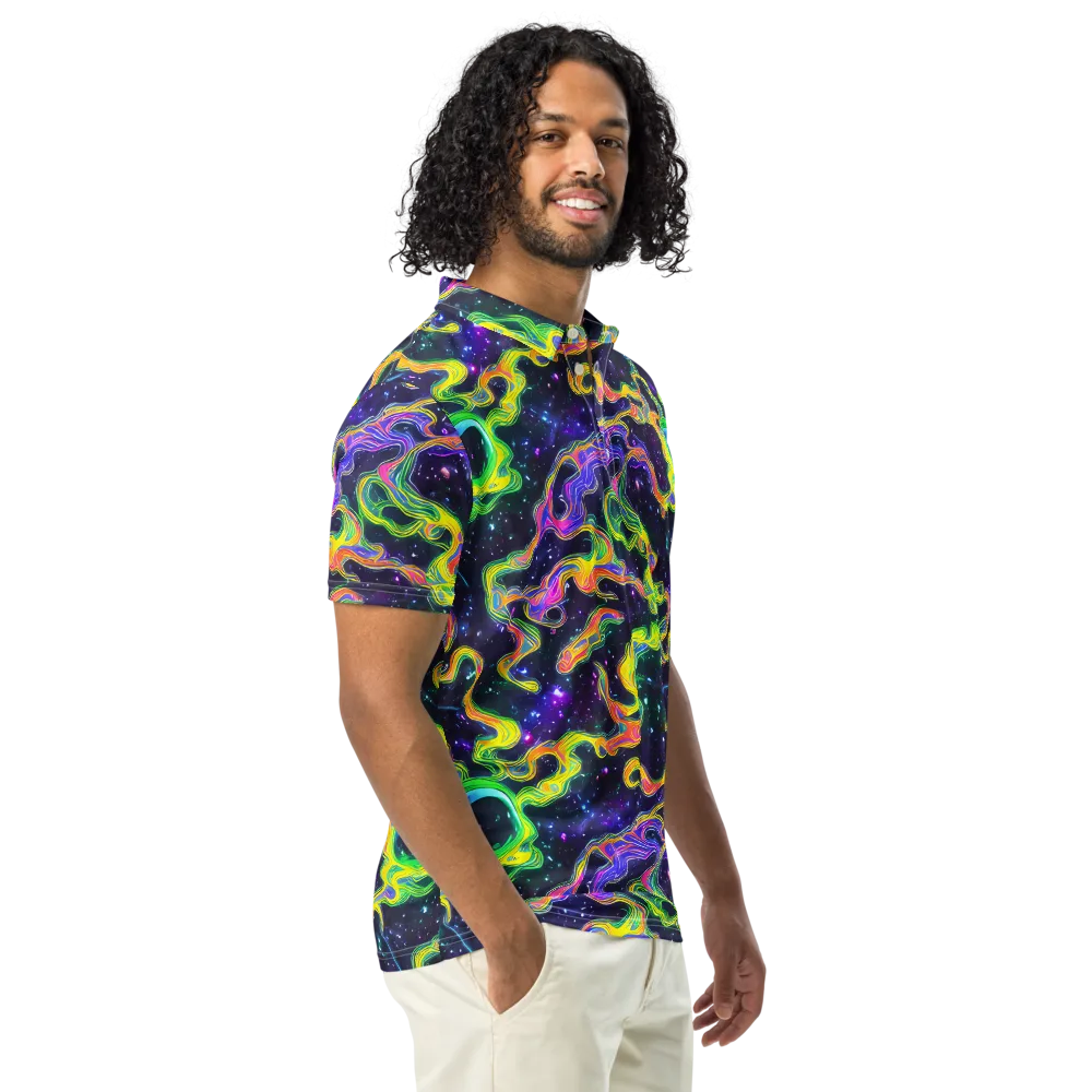 Neon Star Current on Men's Slim Fit Polo Shirt — Right Front