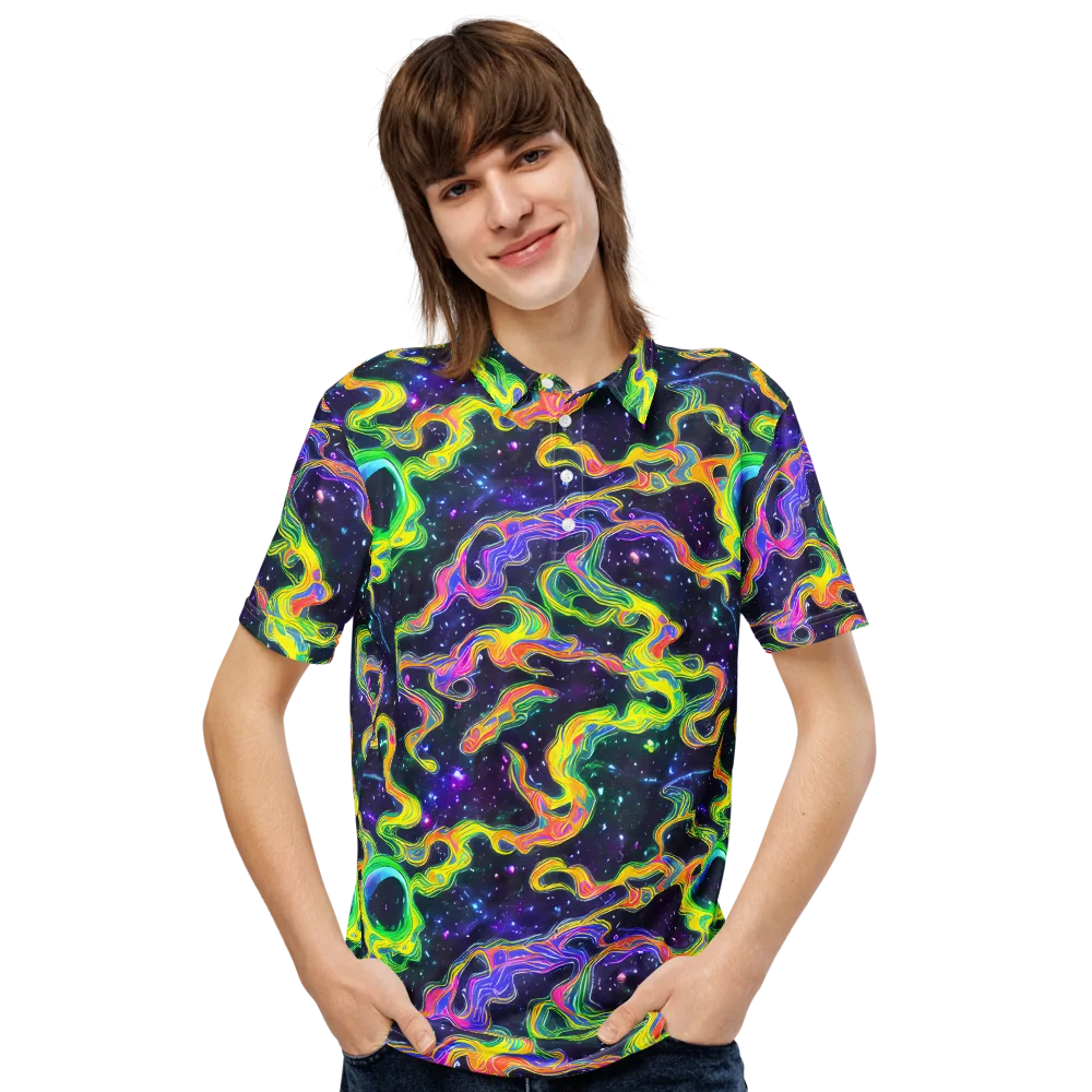 Neon Star Current on Men's Slim Fit Polo Shirt — Front