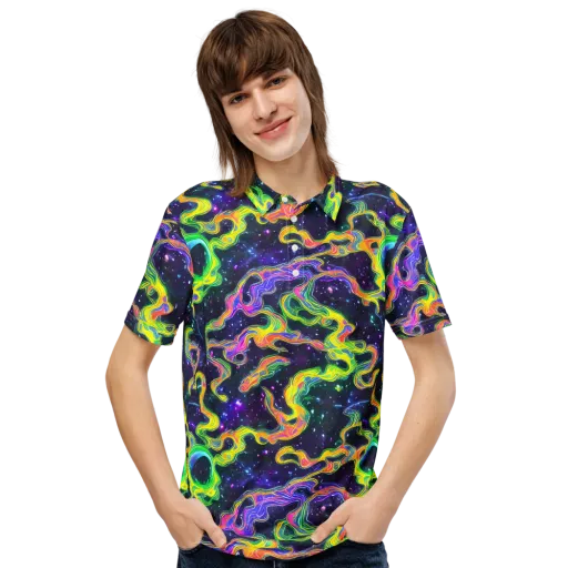 Neon Star Current on a Men's Slim Fit Polo Shirt