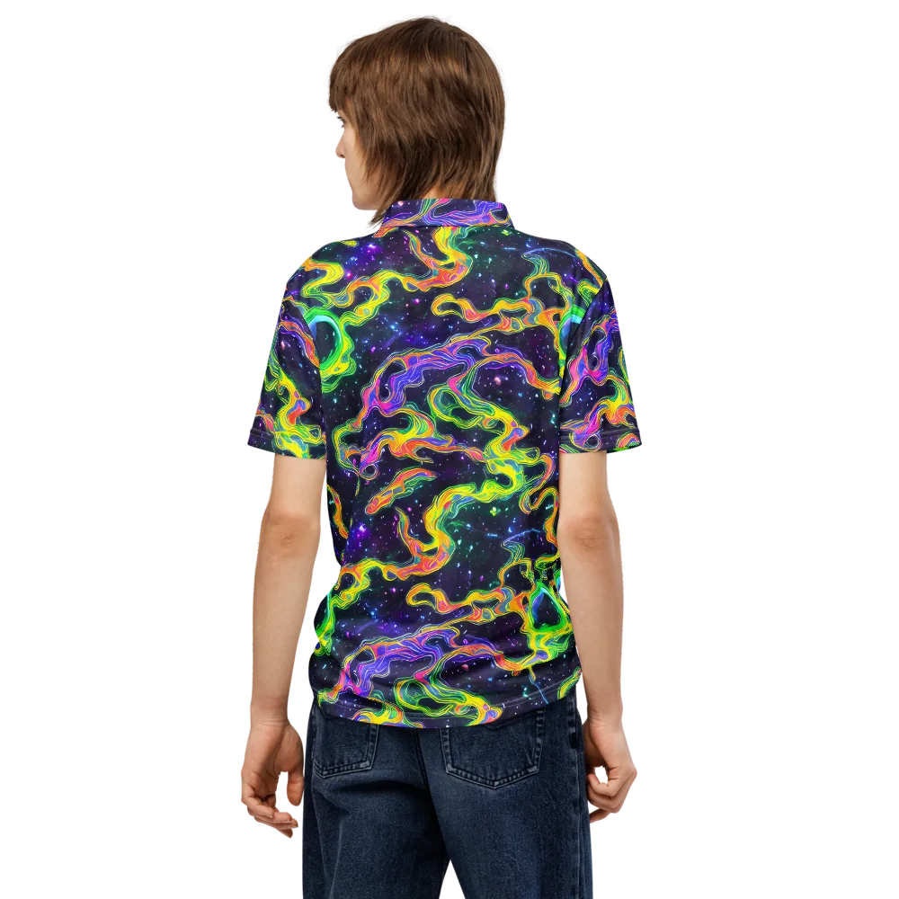 Neon Star Current on Men's Slim Fit Polo Shirt — Back