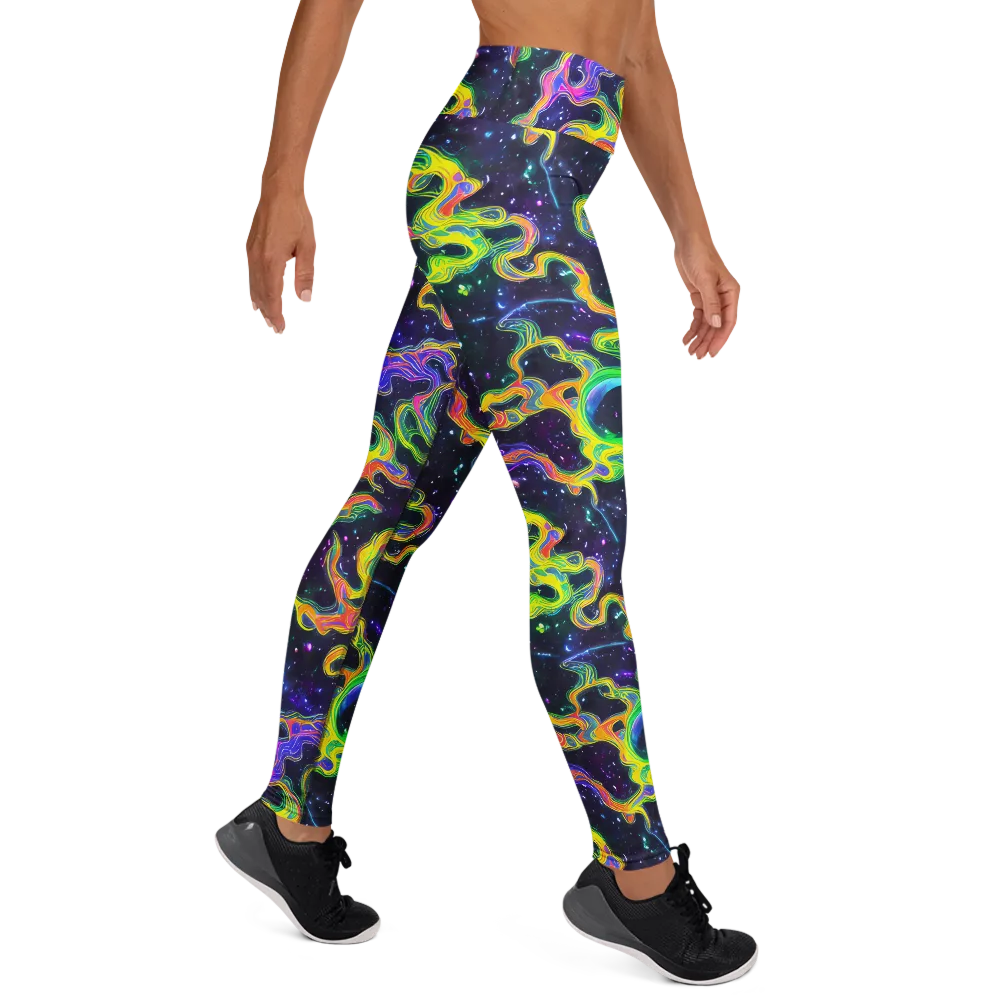 Neon Star Current on Yoga Leggings — Right