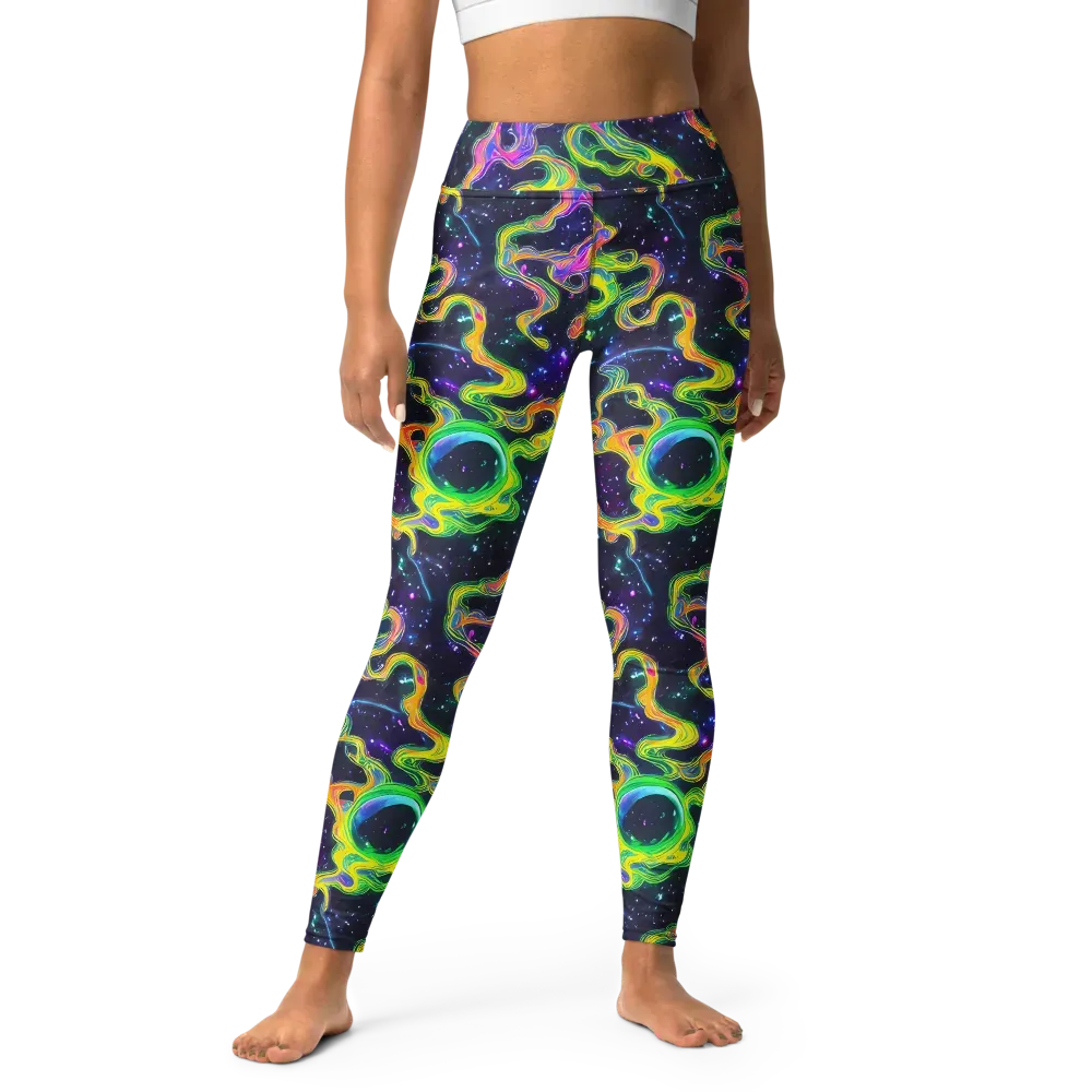 Neon Star Current on Yoga Leggings — Front