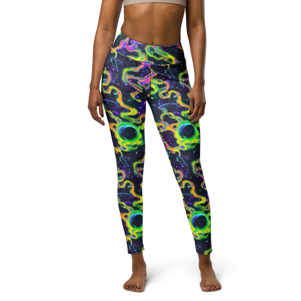 Neon Star Current on Yoga Leggings — Front