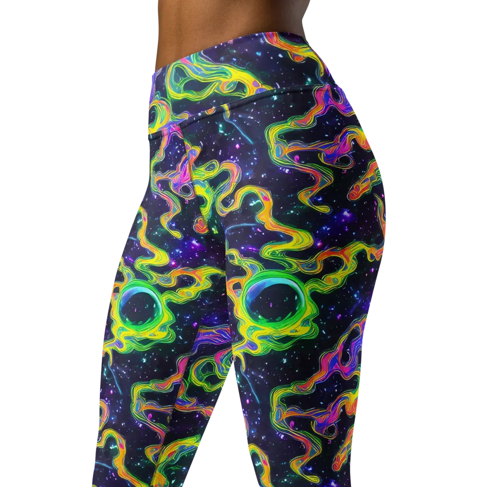 Neon Star Current on Yoga Leggings — Left Front