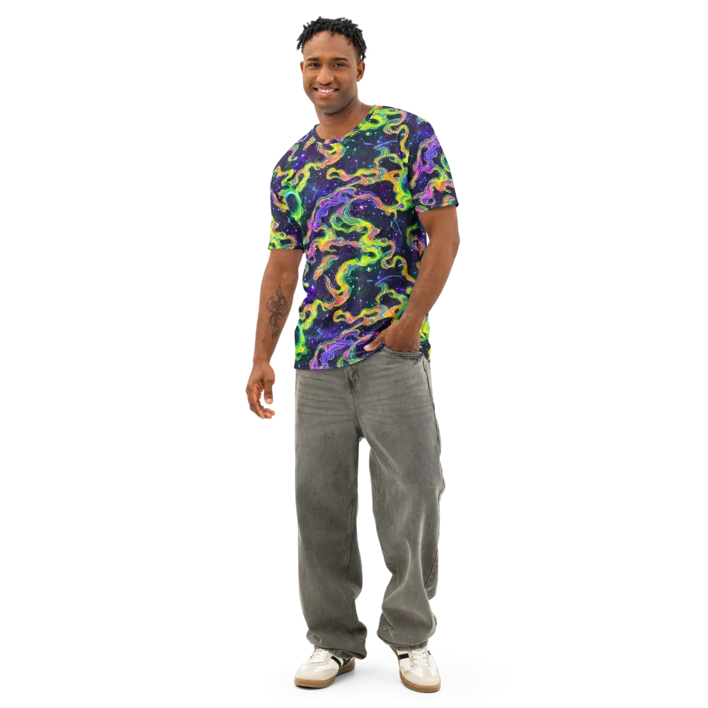 Neon Star Current on Men's Cotton Crew Neck T-Shirt — Front
