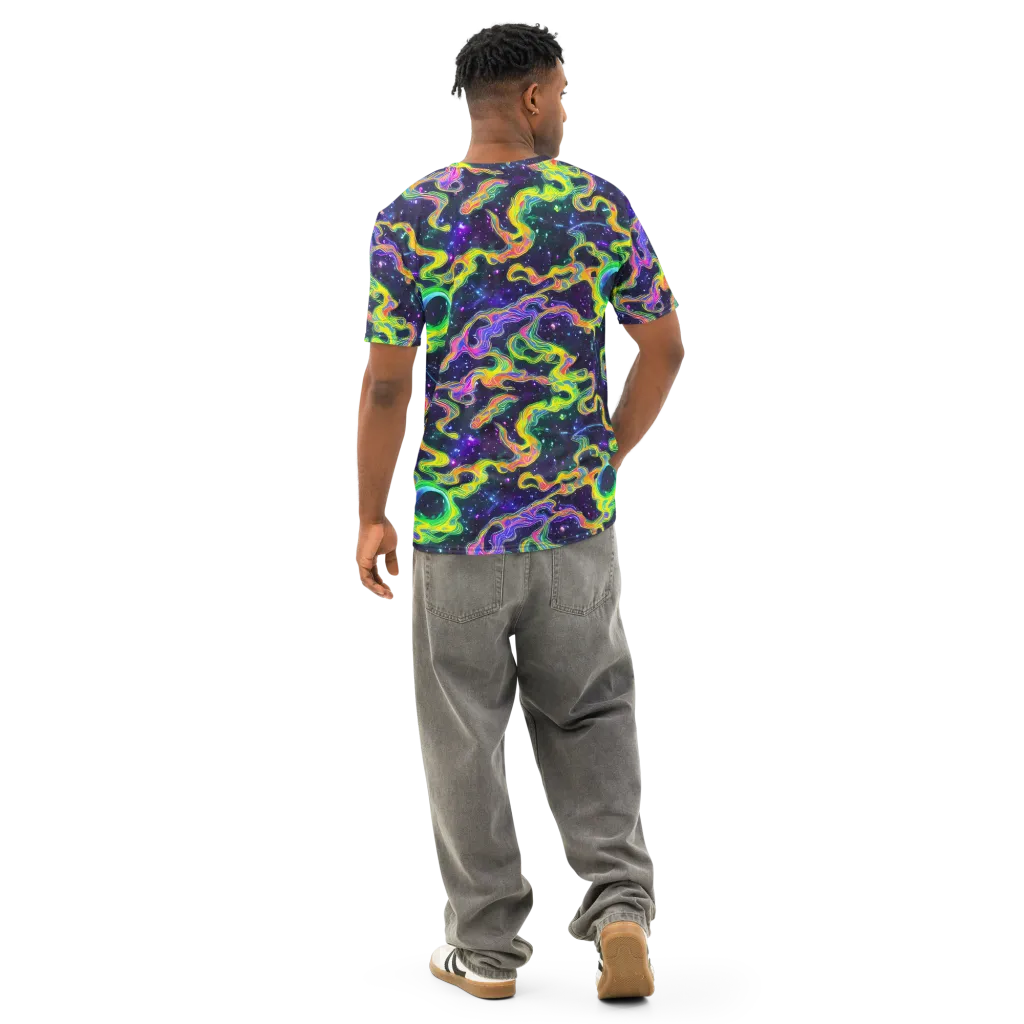 Neon Star Current on Men's Cotton Crew Neck T-Shirt — Back