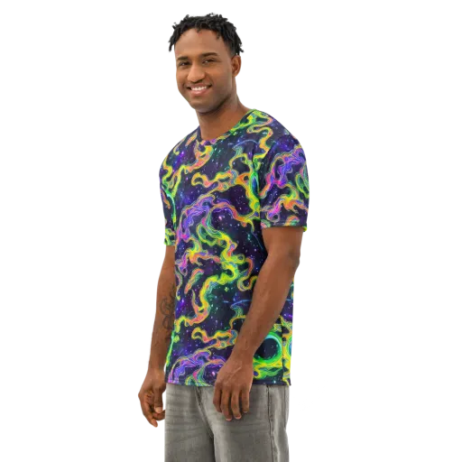 Neon Star Current on a Men's Cotton Crew Neck T-Shirt