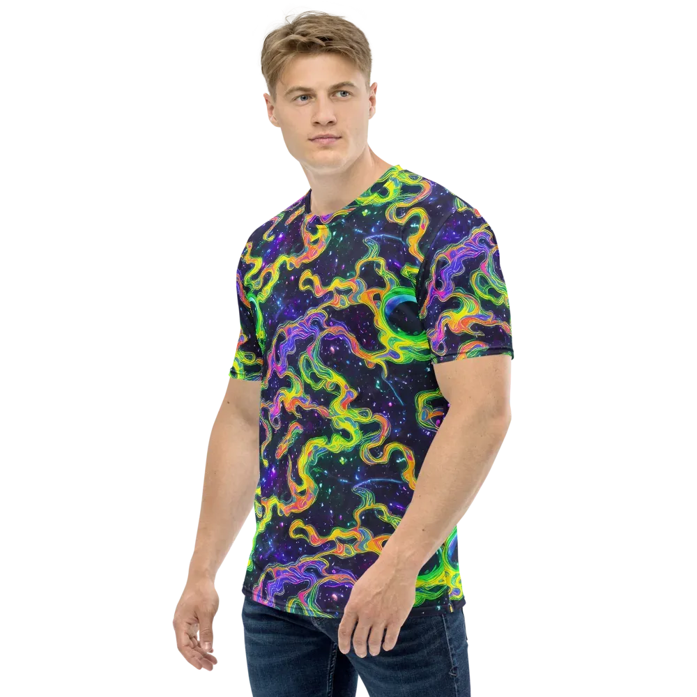 Neon Star Current on Men's Crew Neck T-Shirt — Left