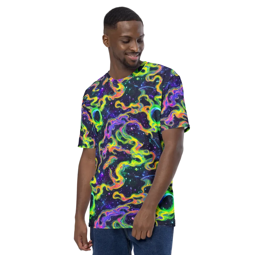 Neon Star Current on Men's Crew Neck T-Shirt — Left