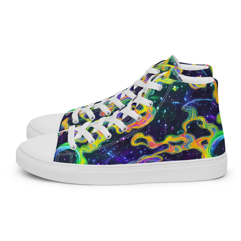 Neon Star Current on Men's High Top Canvas Shoes — Left