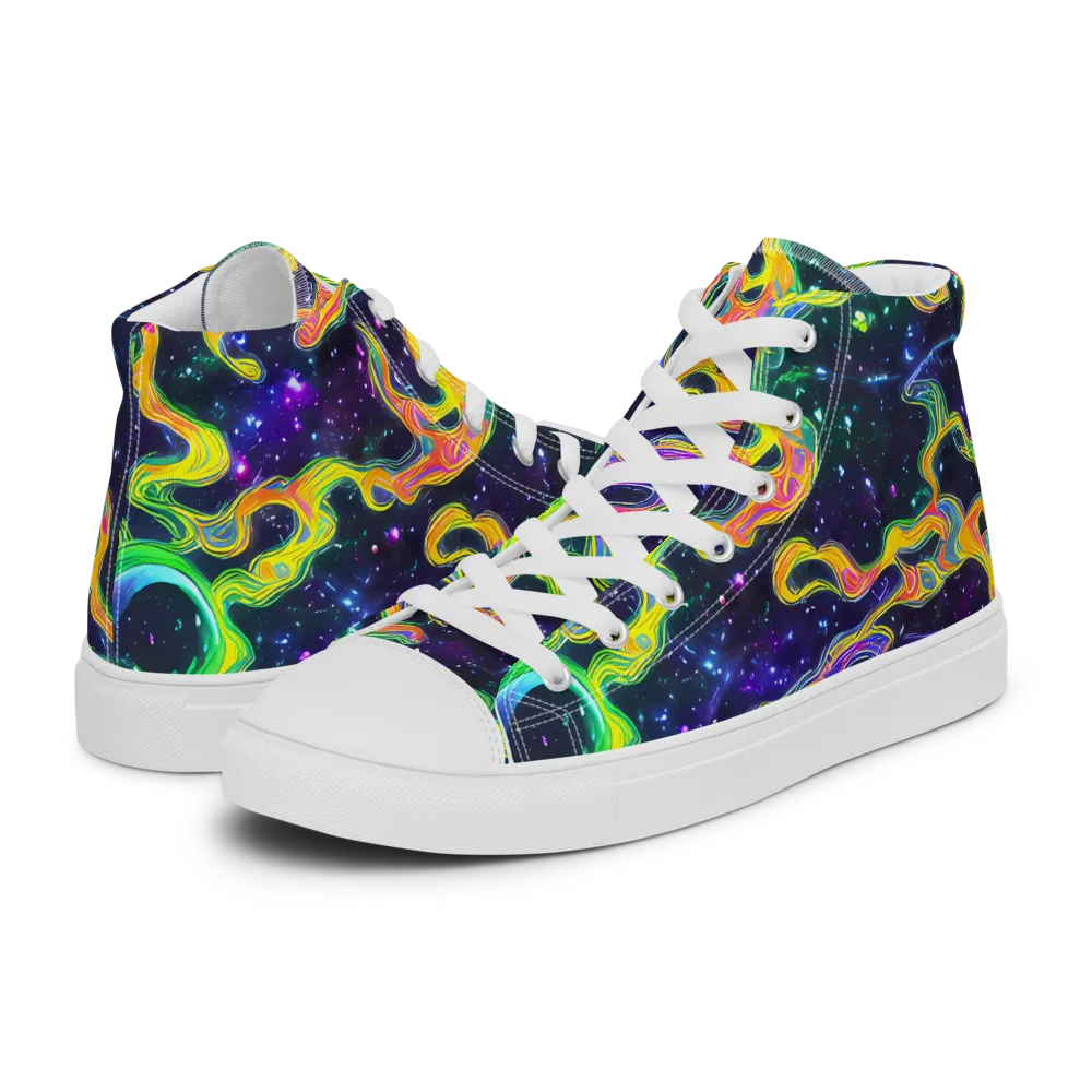 Neon Star Current on Men's High Top Canvas Shoes — Left