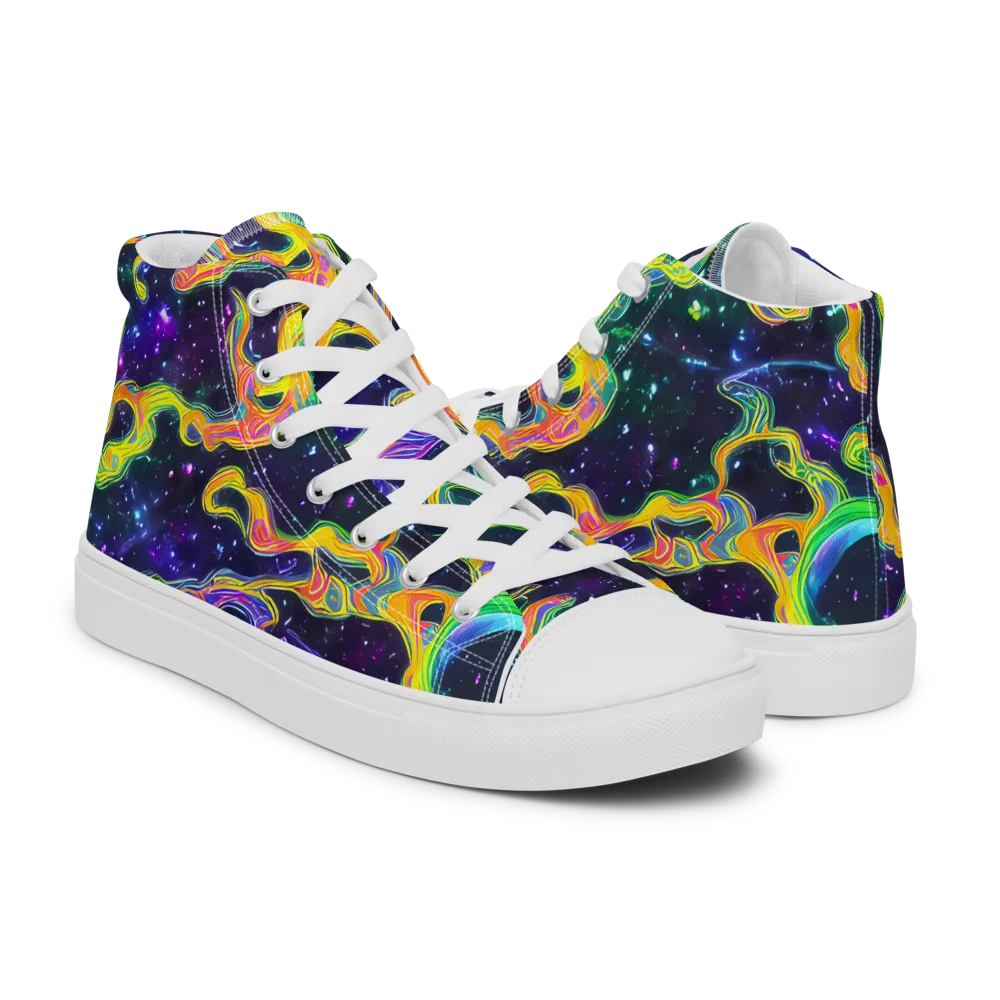 Neon Star Current on Men's High Top Canvas Shoes — Right
