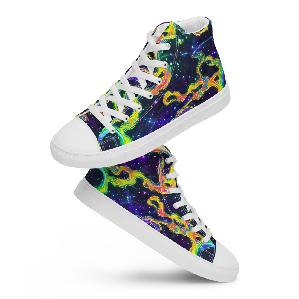 Neon Star Current on Men's High Top Canvas Shoes — Front
