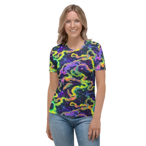 Neon Star Current on a Women's Crew Neck T-Shirt