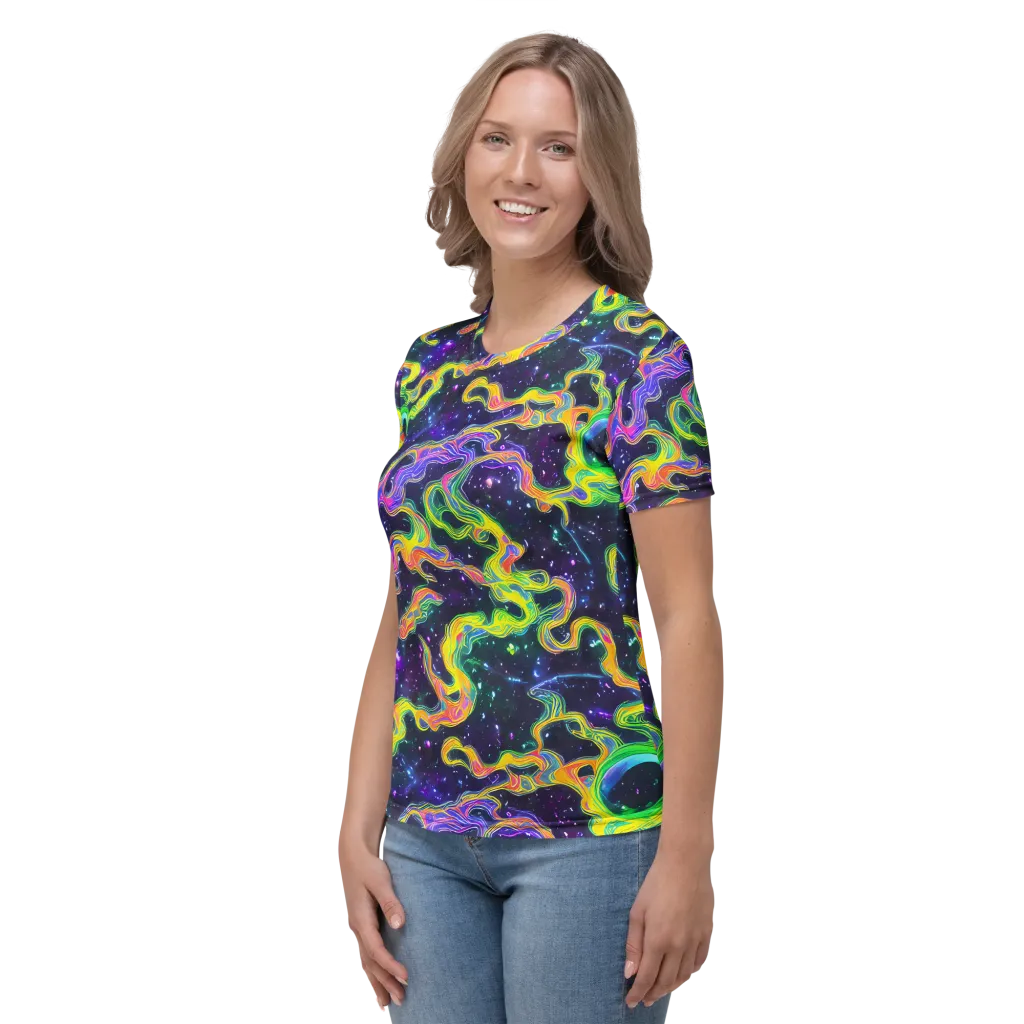 Neon Star Current on Women's Crew Neck T-Shirt — Left