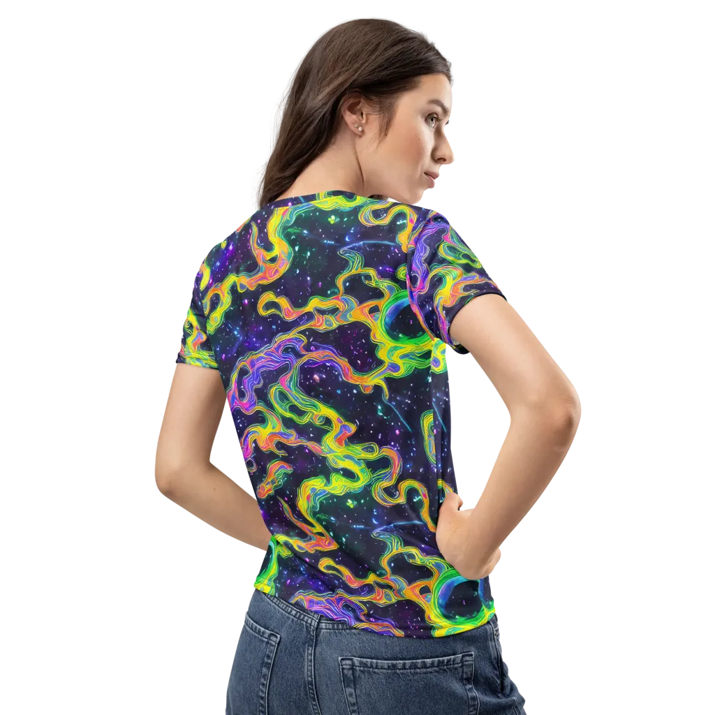 Neon Star Current on Women's Crew Neck T-Shirt — Back