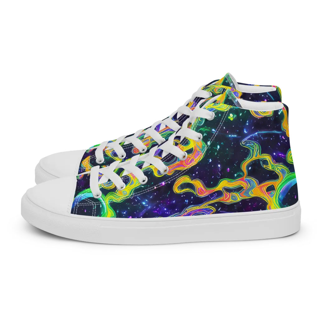 Neon Star Current on Women's High Top Canvas Shoes — Left