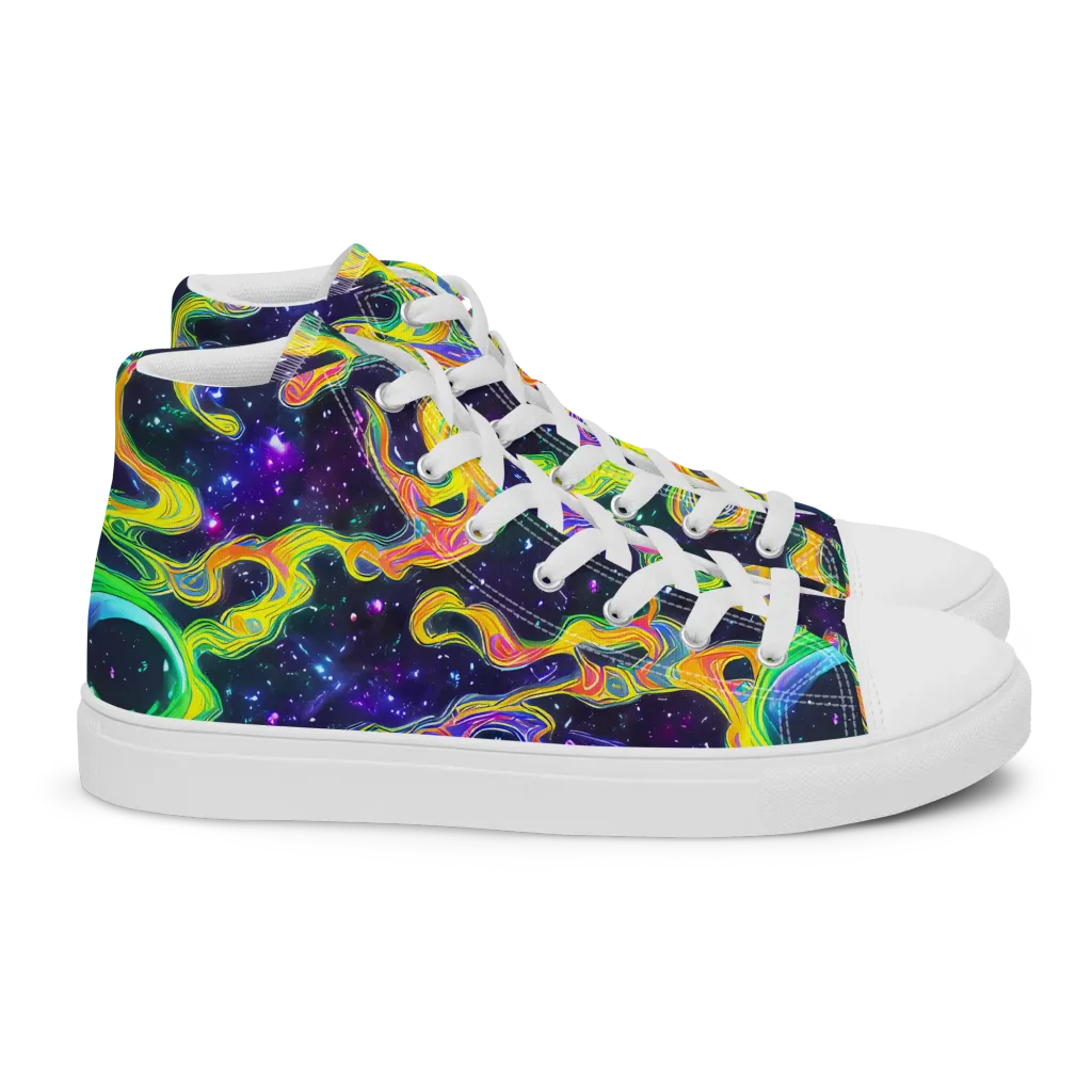 Neon Star Current on Women's High Top Canvas Shoes — Right