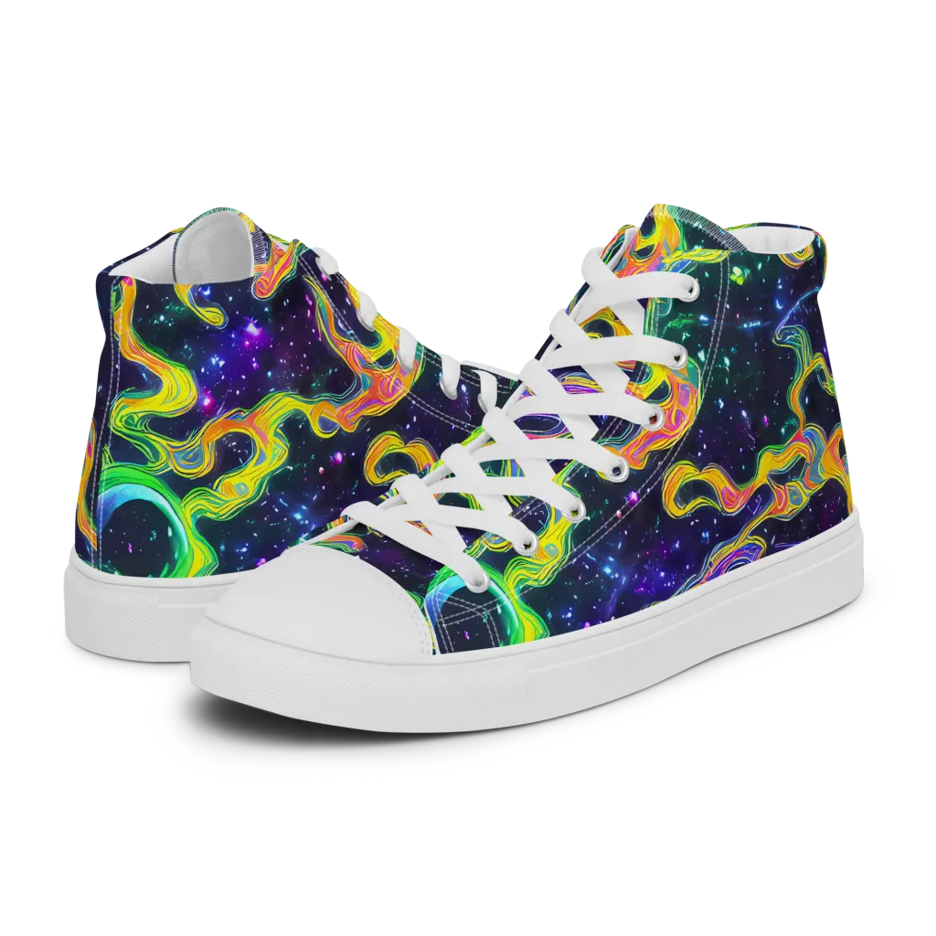 Neon Star Current on Women's High Top Canvas Shoes — Left