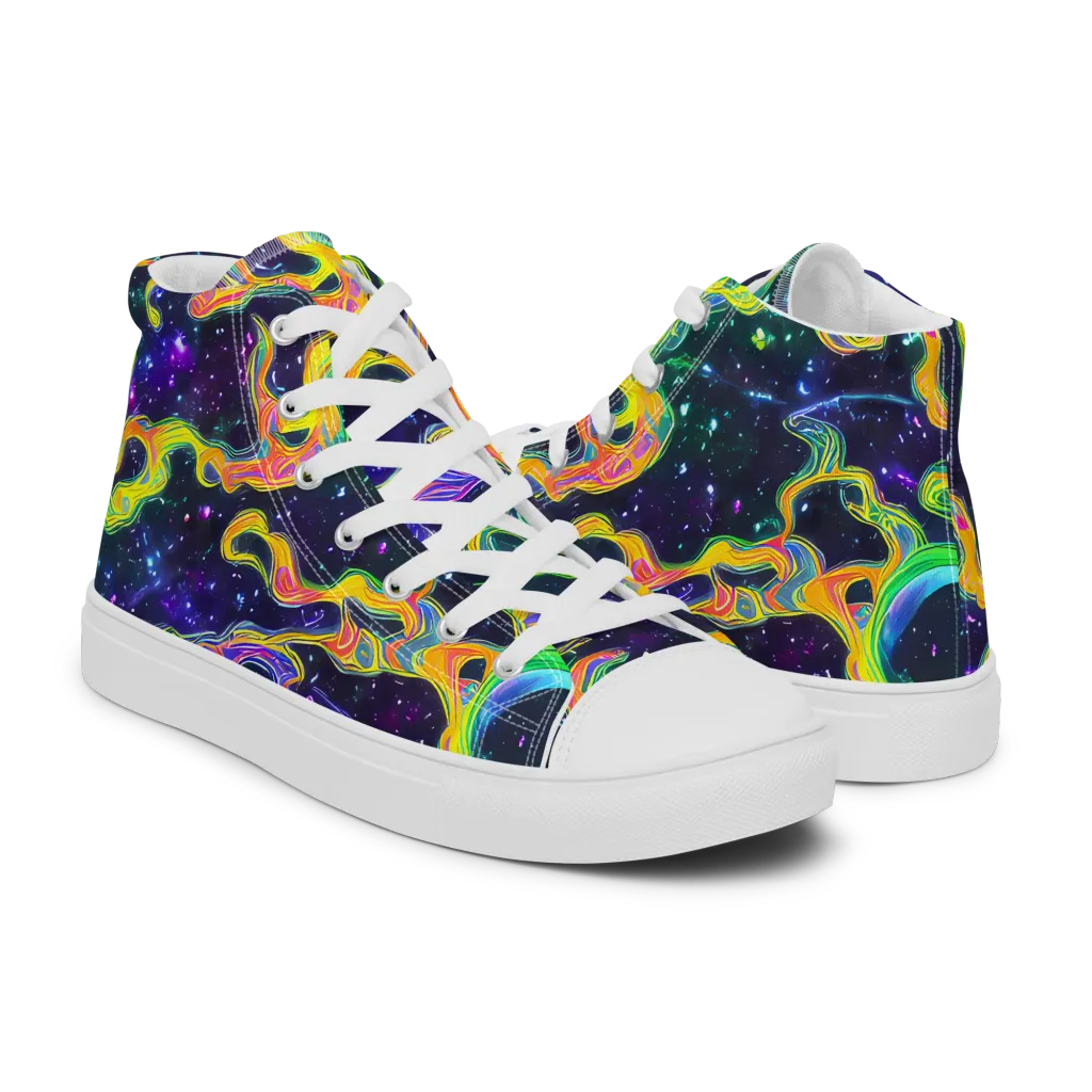 Neon Star Current on Women's High Top Canvas Shoes — Right
