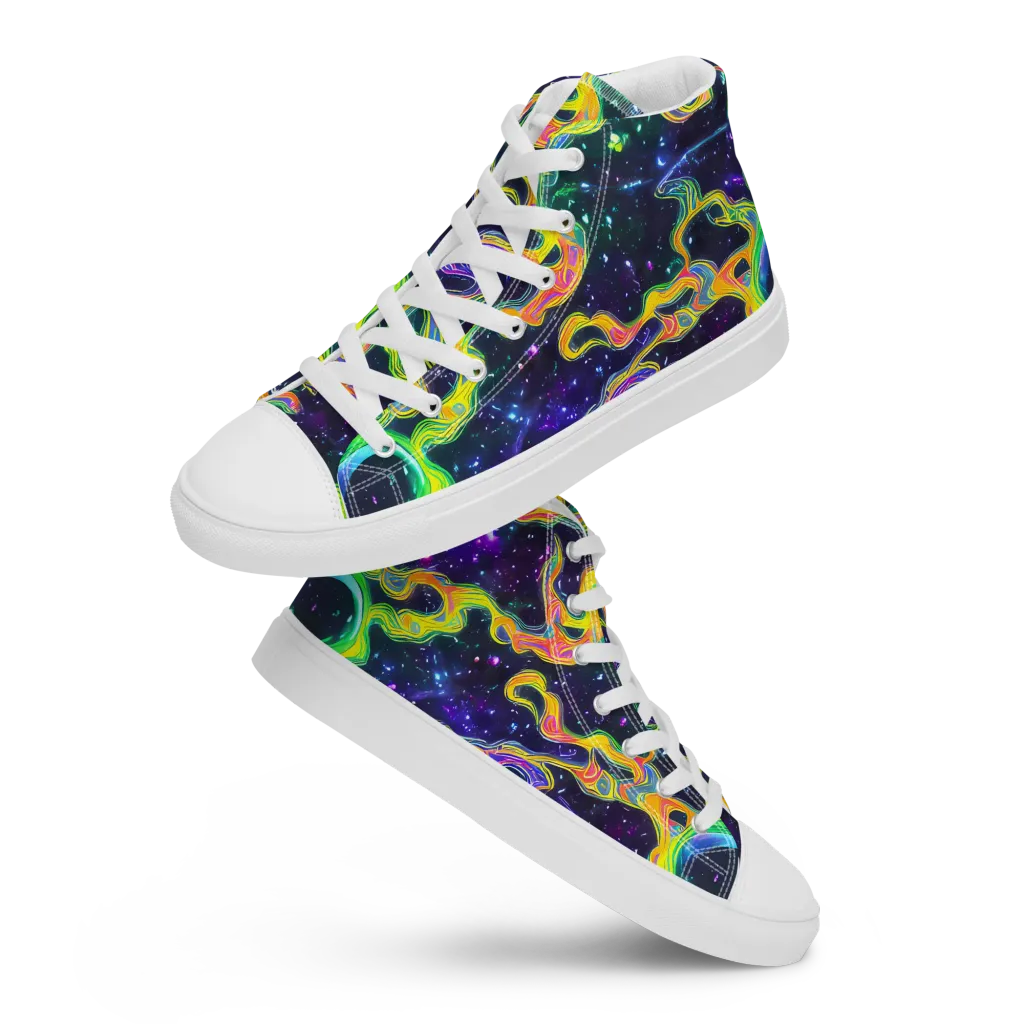 Neon Star Current on Women's High Top Canvas Shoes — Front