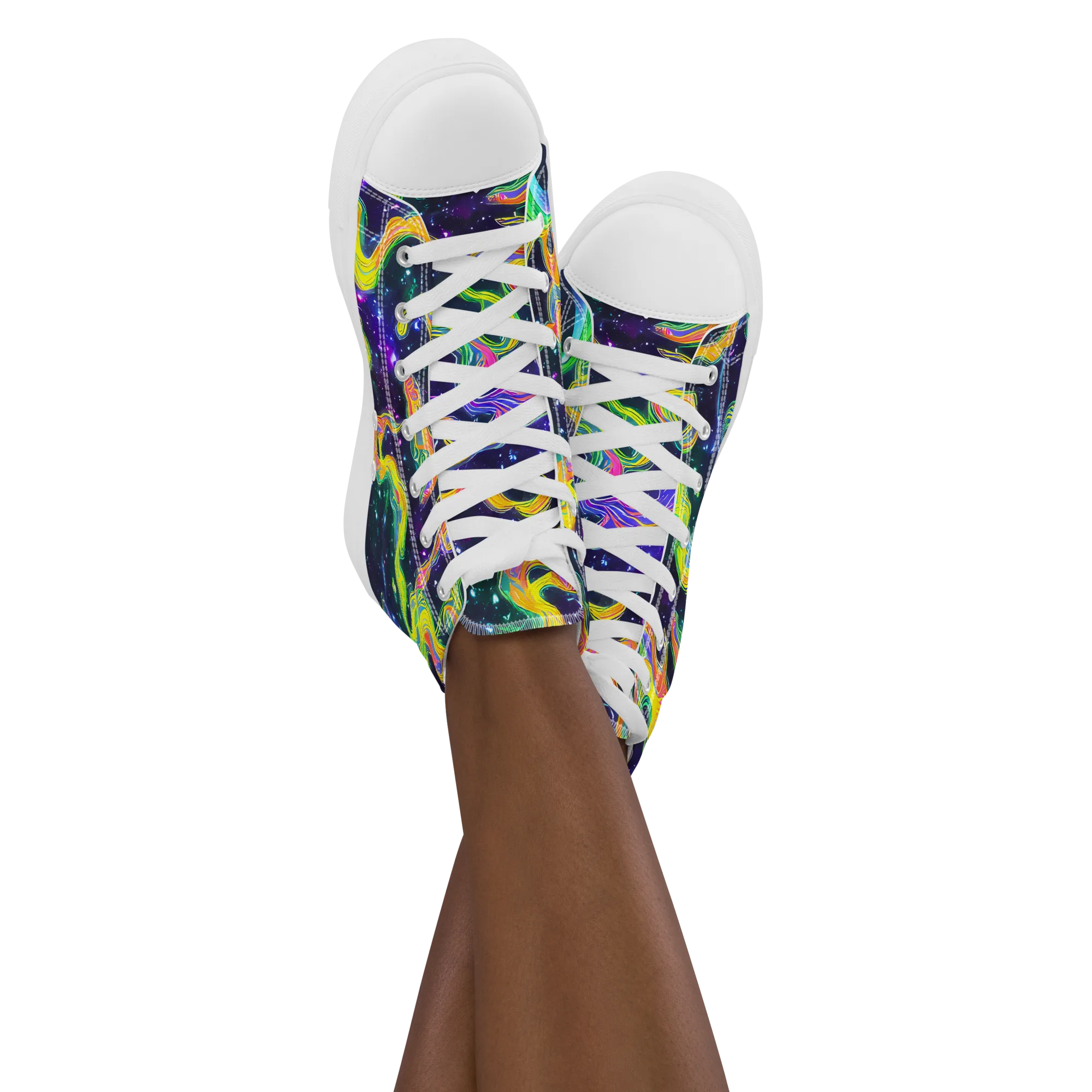 Neon Star Current on Women's High Top Canvas Shoes — Front