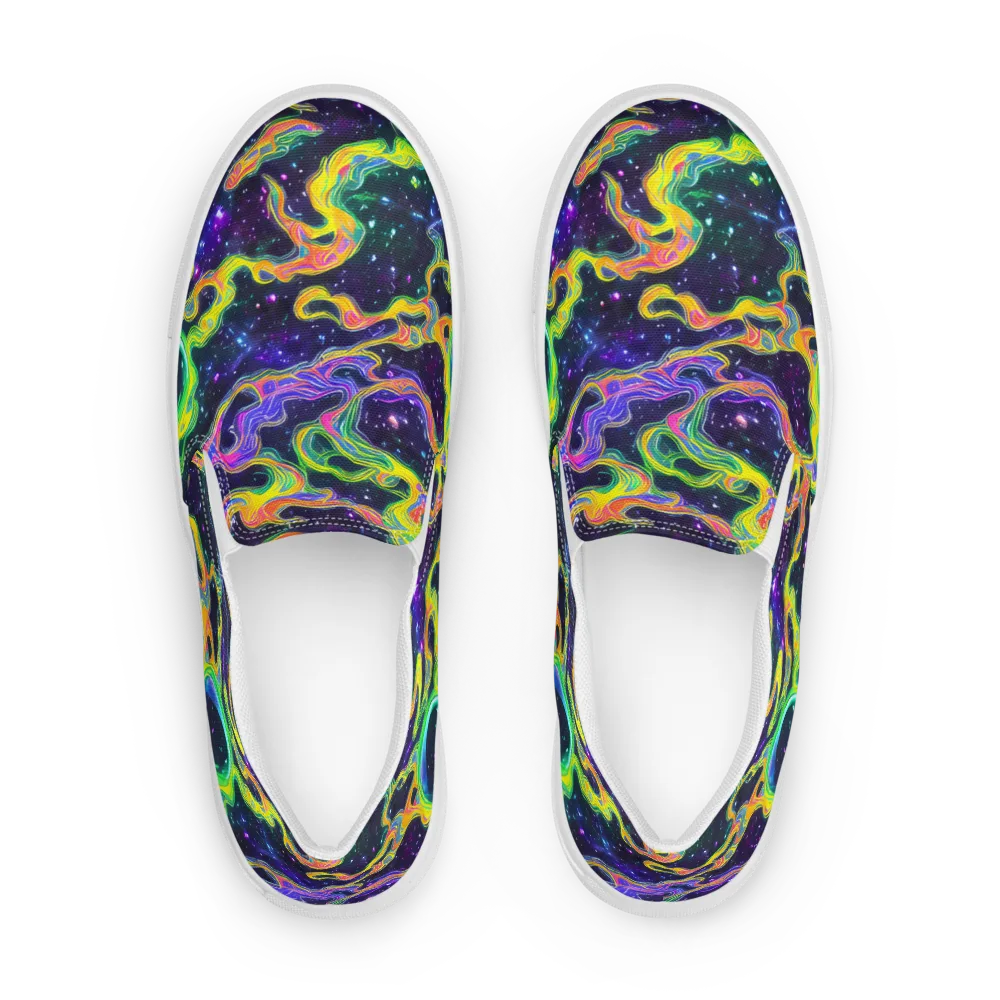 Neon Star Current on Men's Slip-On Canvas Shoes — Front