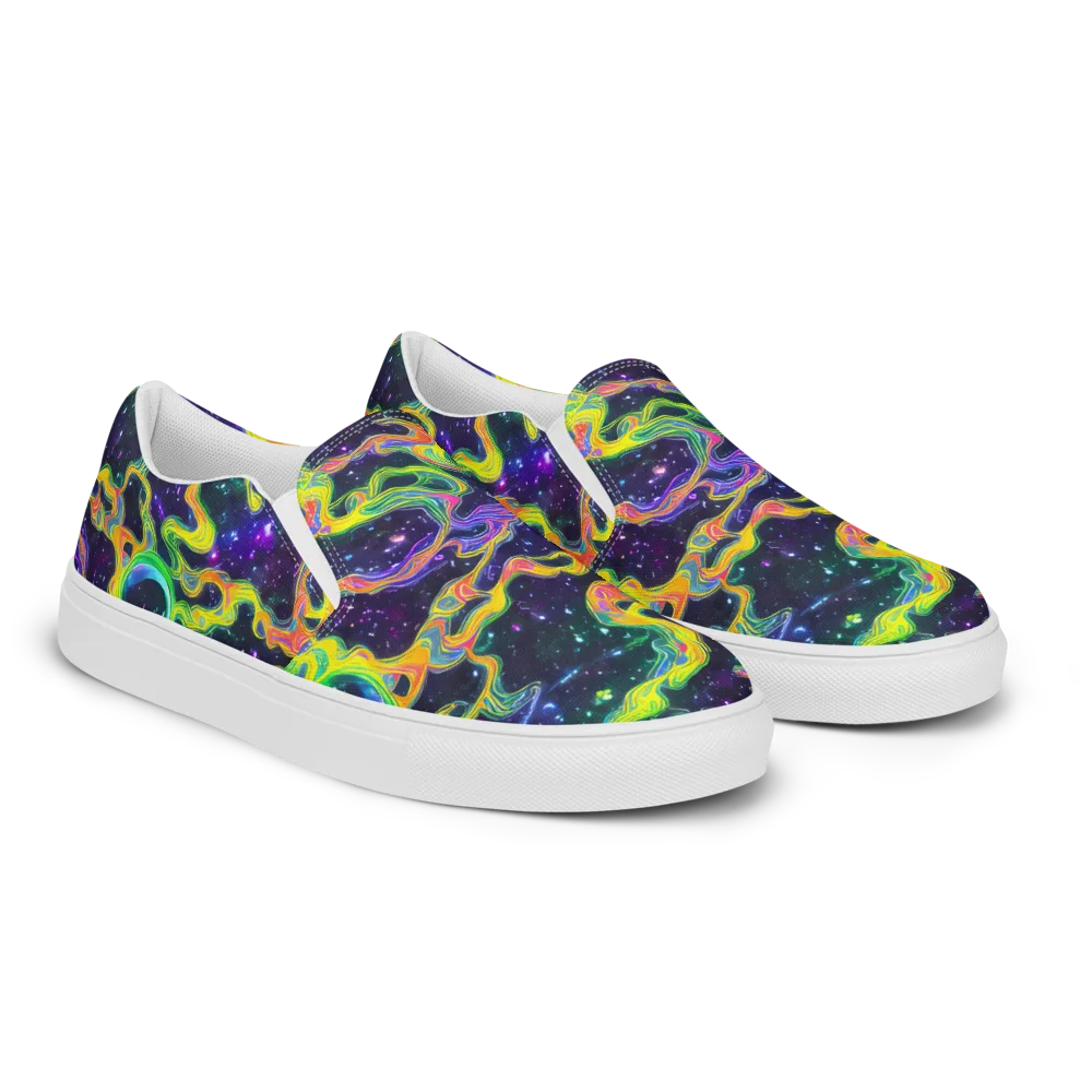 Neon Star Current on Men's Slip-On Canvas Shoes — Right Front