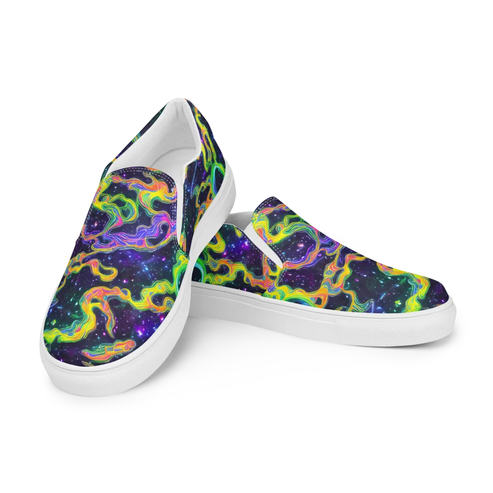 Neon Star Current on Men's Slip-On Canvas Shoes — Left Front
