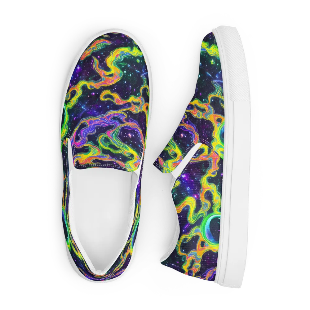 Neon Star Current on Men's Slip-On Canvas Shoes — Front