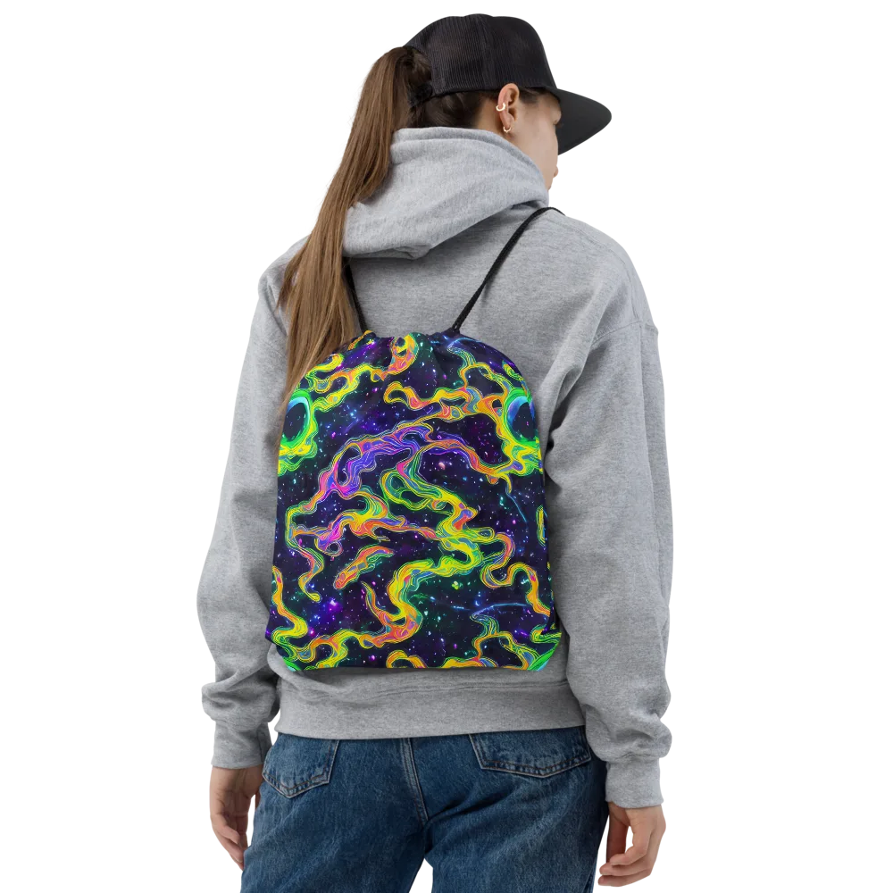 Neon Star Current on Drawstring Bag — Front