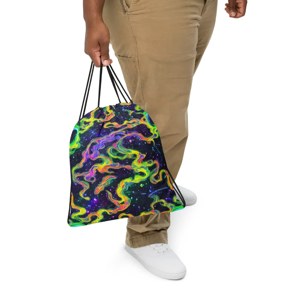 Neon Star Current on Drawstring Bag — Front