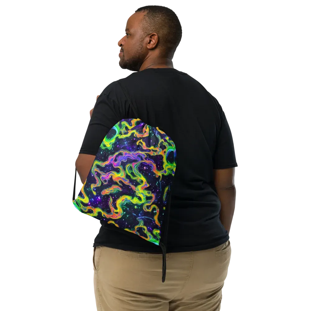 Neon Star Current on Drawstring Bag — Front