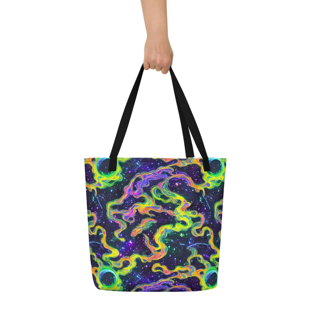 Neon Star Current on Large Tote Bag W/ Pocket — Front