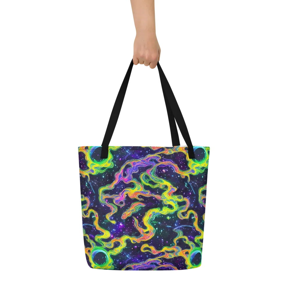 Neon Star Current on Large Tote Bag W/ Pocket — Front