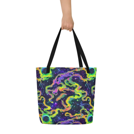 Neon Star Current on a Large Tote Bag W/ Pocket