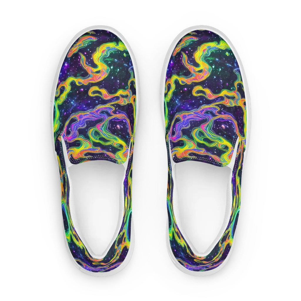 Neon Star Current on Women's Slip-On Canvas Shoes — Front