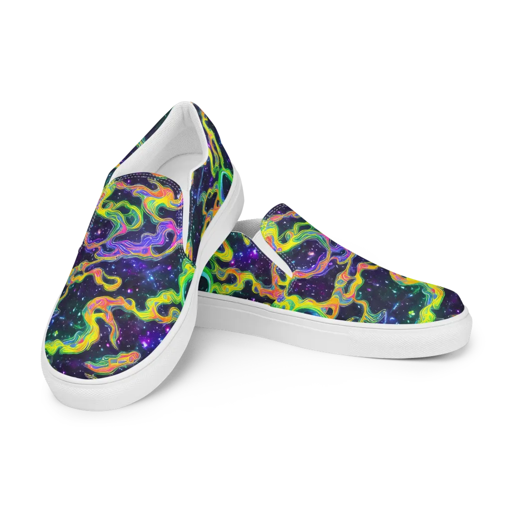 Neon Star Current on Women's Slip-On Canvas Shoes — Left Front