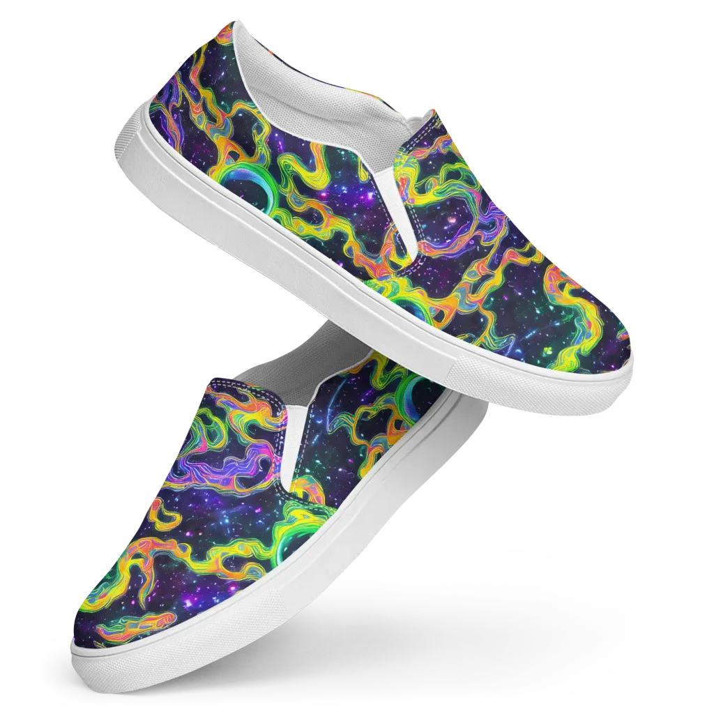 Neon Star Current on Women's Slip-On Canvas Shoes — Front