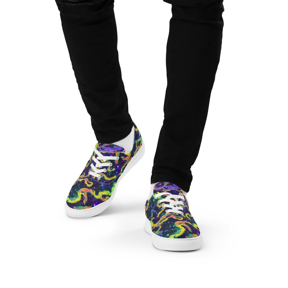 Neon Star Current on Men's Lace-Up Canvas Shoes — Front