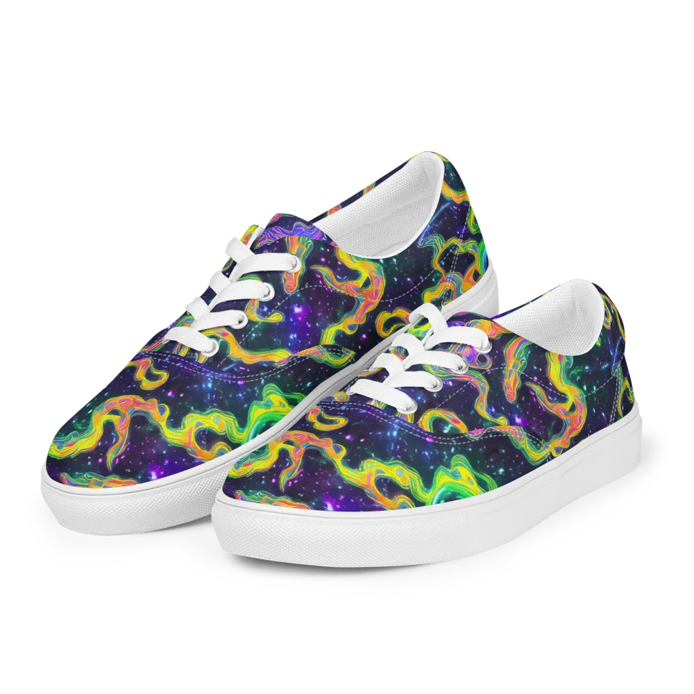 Neon Star Current on Men's Lace-Up Canvas Shoes — Left Front