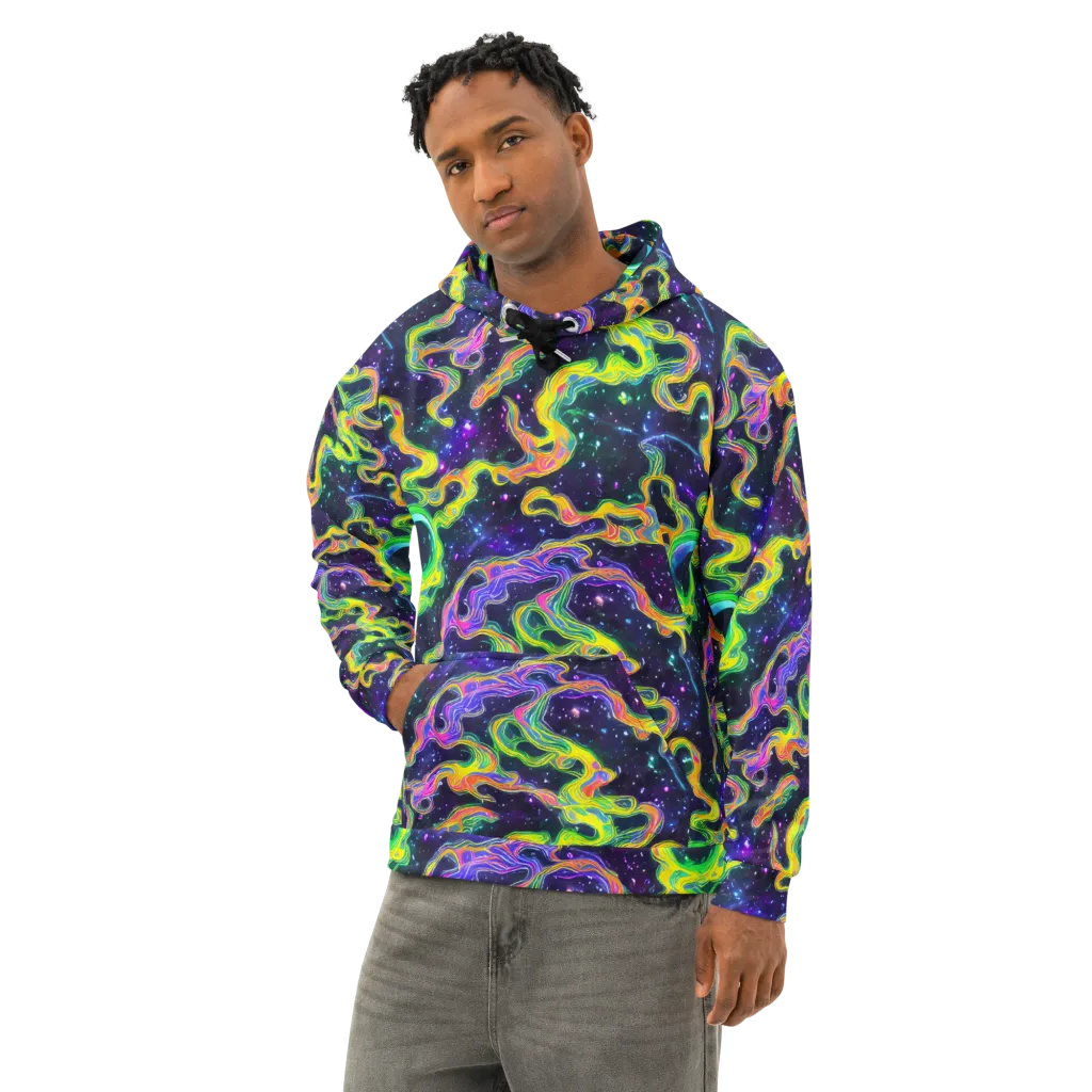 Neon Star Current on Cotton Hoodie — Left Front